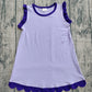 Baby Girls Kids Sleeveless Scallop Knee Length Dress Purple Clothes RTS