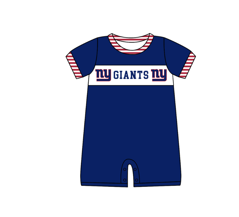 ( Moq 5 ) Baby Boys Infant Short Sleeves Team Summer Blue Romper