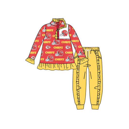 Kids Baby Girl KC Shirt Yellow Pants Team Fall Clothes Set