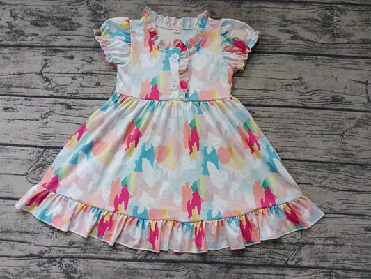 Moq 5 Baby Girl Short Sleeves Tie Dye Buttons Dress