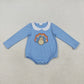 Baby Girl Pink Long Sleeves Embroidery turkey Bubble Thanksgiving Romper RTS