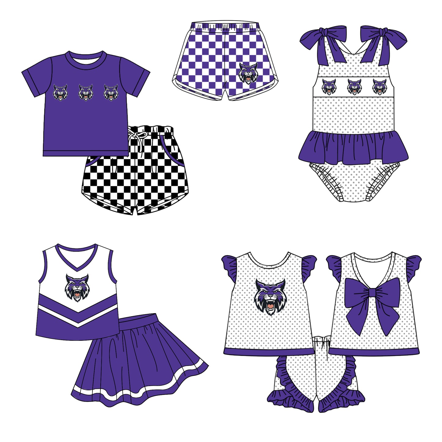 ( Moq 5 Each Style ) Baby Boys Girls Toddler Plaid Sibling Shorts Sets Team Purple Clothing