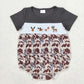 Baby Boy Girl Camo Embroidery Dogs Deer Hunting Sibling Romper Set