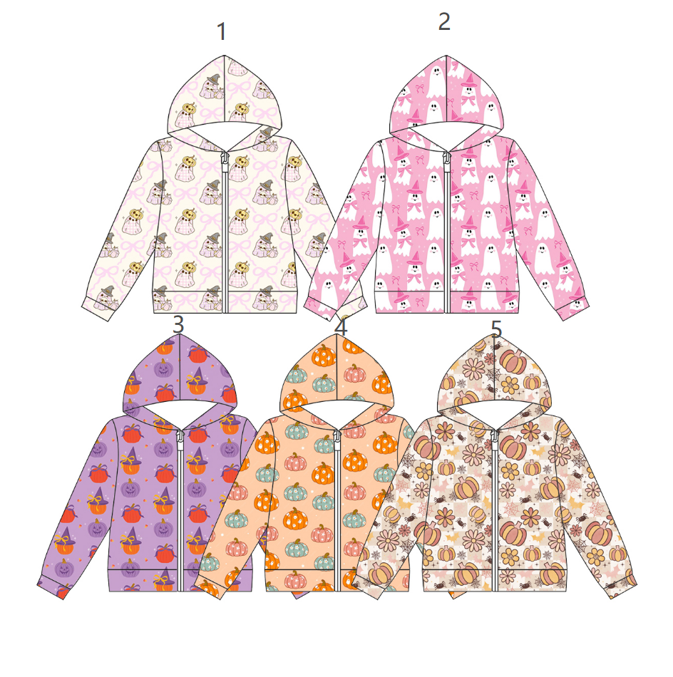 ( Moq 5 Each Style ) Sibling Baby Girls Kids Long Sleeves Pumpkins Hoodie Zipper Tops Fall Clothes