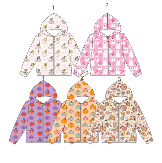 ( Moq 5 Each Style ) Sibling Baby Girls Kids Long Sleeves Pumpkins Hoodie Zipper Tops Fall Clothes