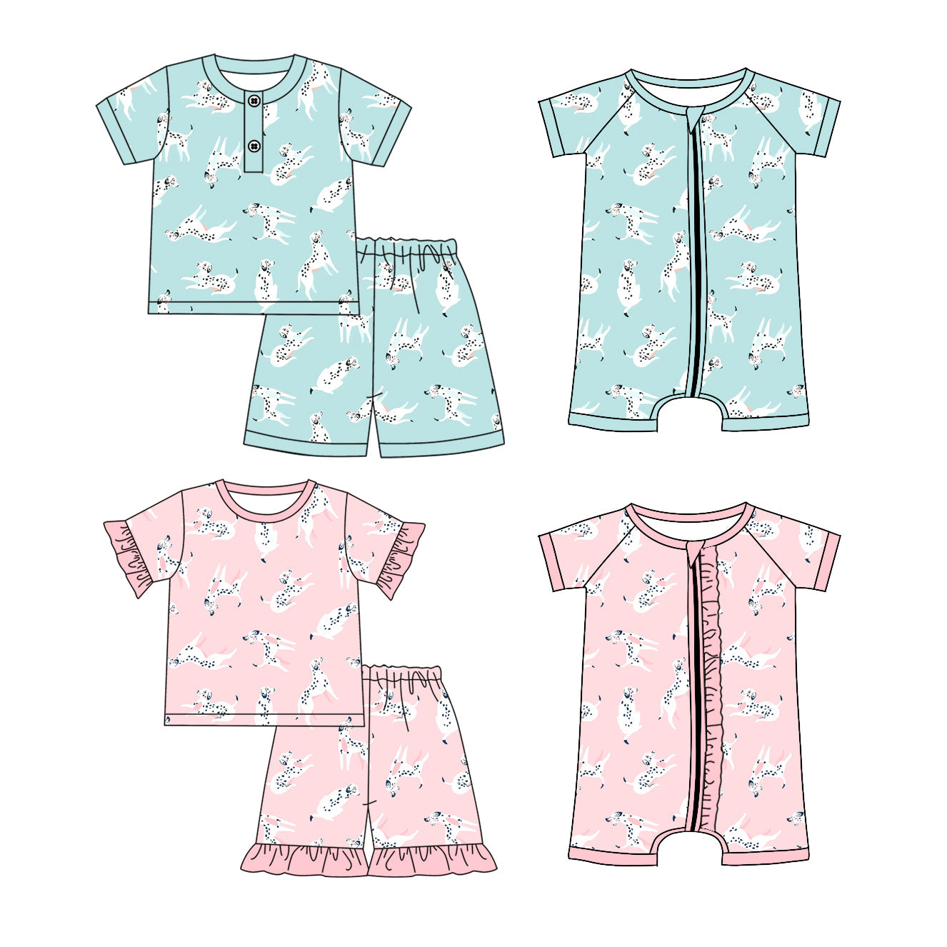 Baby Boy Girl Short Sleeves Dogs Sibling Romper Set ( Moq 5 Each Style ) 1.3