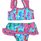 ( Moq 5 Each Style ) Sibling Baby Girls Kids Sea Horse Tops Ruffle Shorts Bows Sets Summer Swimsuits