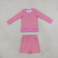Sibling Baby Girls Kids Long Sleeves Stripes Shirts Pockets Shorts Sets Yoga Active Clothes