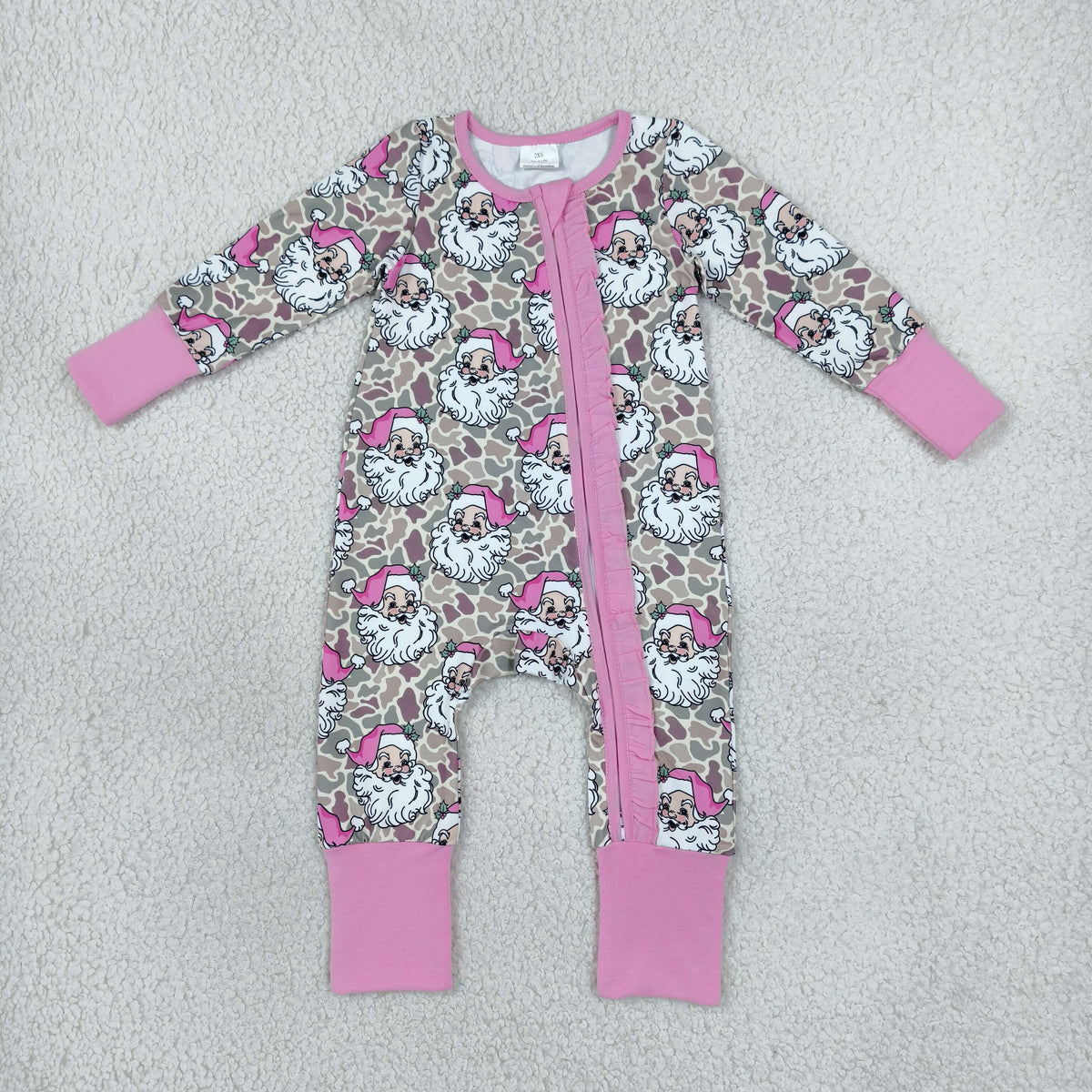 Baby Girls Infant Long Sleeves Santa Christmas Zipper Footie Sleeper Romper Camo Clothes