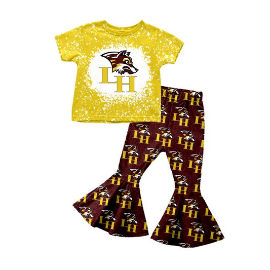 Baby Girl Short Sleeves LH Team Shirt Bell Pants Clothes Set Moq 5