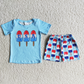 July 4th Baby Girl Boy USA Sibling Popsicles Shorts Clothes Set