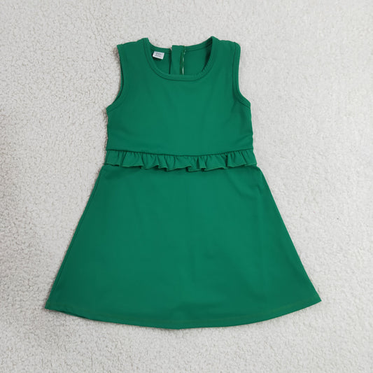 Baby Girls Kids Green Sleeveless Ruffle Yoga Shorts Knee Length Dress RTS