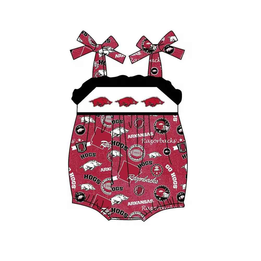 Baby Girl Team Sleeveless Pig Bubble Romper