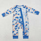 Baby Boy Long Sleeves Camo Zipper Blue Bamboo Romper