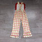 ( No moq ) Preorder Baby Girl Kids Christmas Green Face Plaid Ruffle Pants Jumpsuit Clothes
