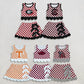 Sibling Baby Girls Kids Sleeveless Checked Tops Bows Scallop Skirts Shorts Yoga Active Sets Team Clothes RTS