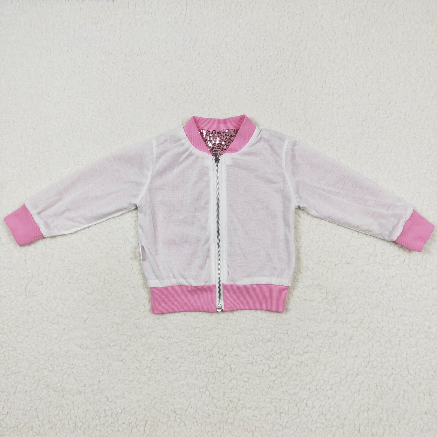 Baby Girl Long Sleeves Pink Sequins Zipper Jacket Coat Tops