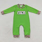 LR0324 Christmas Baby Girl Long Sleeves Green Embroidery One Piece Romper