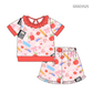 ( Moq 5 ) Preorder Baby Girls Kids Short Sleeves Pencil Bows Flower Shirt Ruffle Shorts Back to School Set