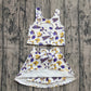 Baby Girl Shot Sleeves Purple Football Bows Cheer Tops Skort Team Yoga Active Set RTS