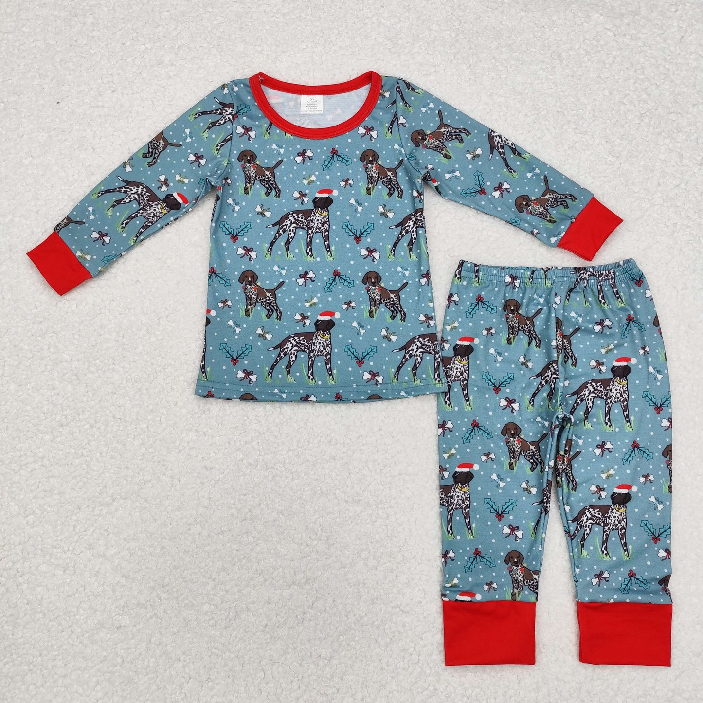 Baby Boy Christmas Dogs Shirt Pants Pajamas Green Bamboo Set