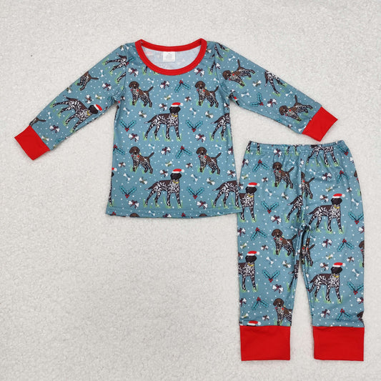 Baby Boy Christmas Dogs Shirt Pants Pajamas Green Bamboo Set