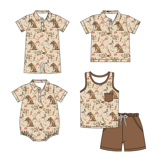 Baby Boy Ducks Dogs Hunting Sibling Romper Shirt Set ( Moq 5 Each Style ) 3.14