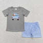 Baby Boy Short Sleeves Embroidery Fishing Shirt Summer Shorts Sibling Clothes Set RTS