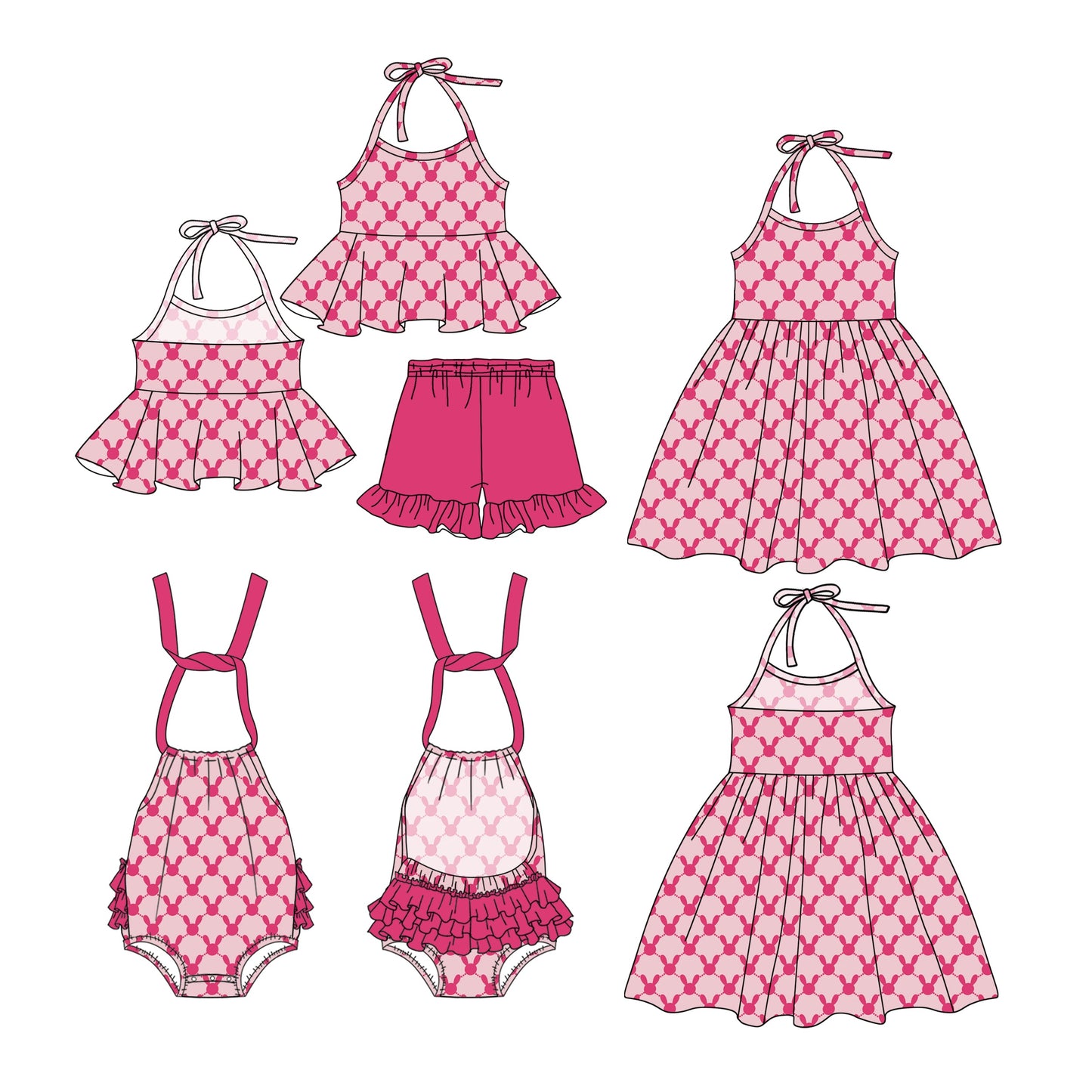 Baby Girl Easter Rabbits Sibling Romper Dress Set ( Moq 5 Each Style ) 1.3