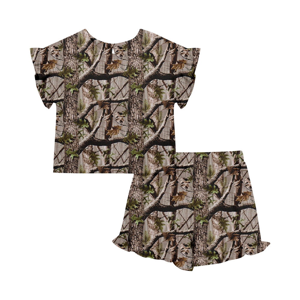 ( Moq 5 Each Style ) Sibling Baby Girls Kids Short Sleeves Camo Shirts Shorts Summer Sets