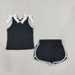 Baby Girls Kids White Bows Shirt Shorts Black Set Summer Clothes RTS