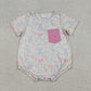Baby Girls Infant Short Sleeves Bows Pocket Bubble Romper RTS