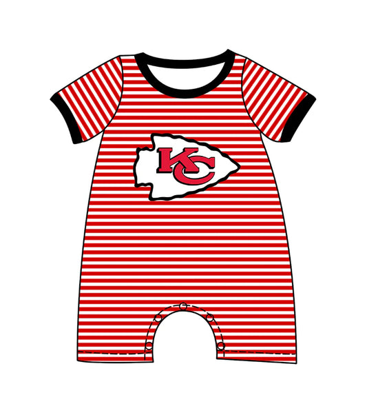 ( Moq 5 ) Baby Boys Kids Short Sleeves KC Red Stripes Team Romper