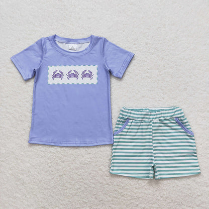 Baby Boy Crabs Sibling Brother Romper Set