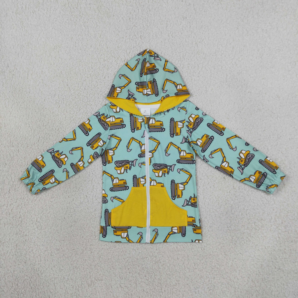 Boys Kids Long Sleeves Construction Hoodie Zipper Pockets Cardigan Tops RTS