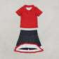 Baby Girls Kids Short Sleeves Red Buttons Shirt Skirt Shorts Yoga Active Set Clothes RTS