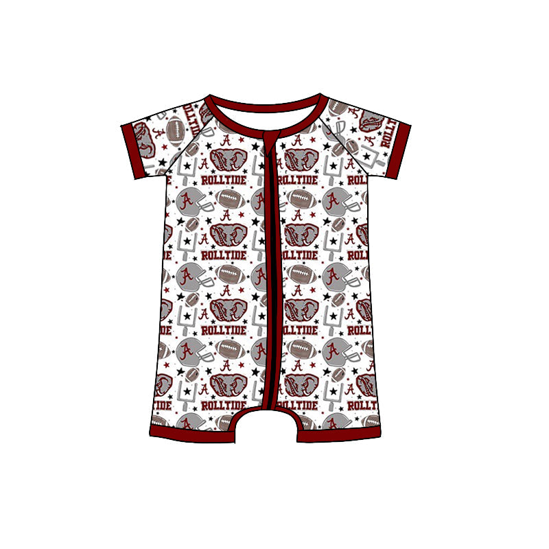 Baby Boy Short Sleeves Team Elephant Zipper Romper