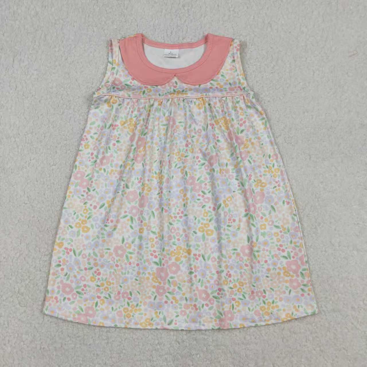 Sibling Baby Girls Kids Sleeveless Flower Romper Knee Length Dress RTS