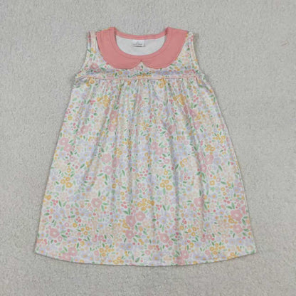 Sibling Baby Girls Kids Sleeveless Flower Romper Knee Length Dress RTS