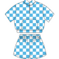 Baby Boy Sibling Blue Checkered Shirt Romper Set Moq 5