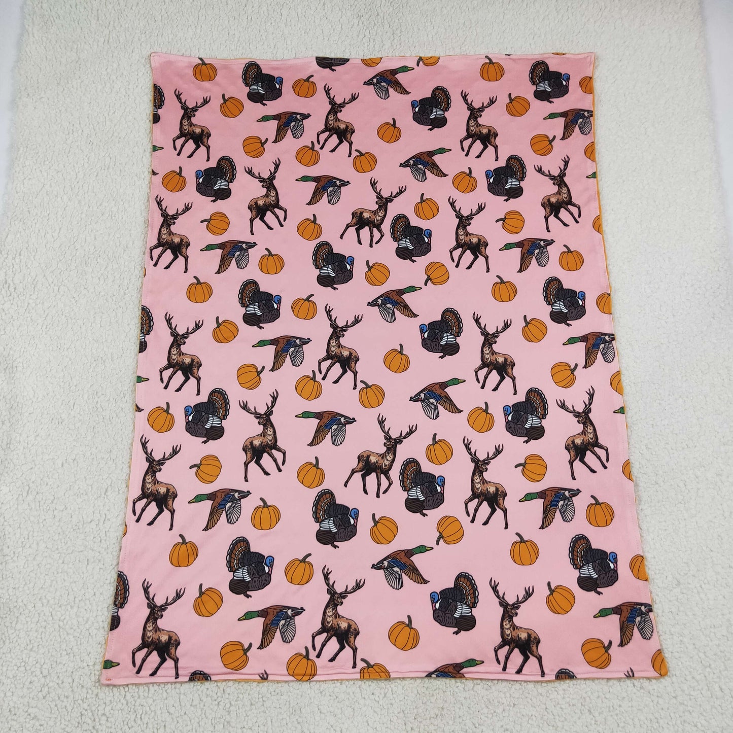 Baby Girls Toddler turkey Pumpkins Ducks Deer Fall Blanket RTS
