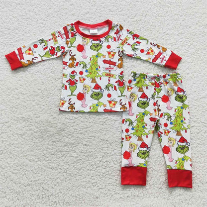 GLP0619  Baby Girl Long Sleeves Christmas Pants Outfit Pajamas