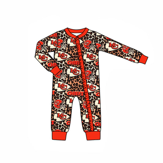 Baby Girl KC Leopard Sleeper Zipper Team Romper