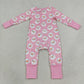 Baby Girls Kids Long Sleeves Christmas Zipper Sleeper Footie Romper Pink Clothes RTS