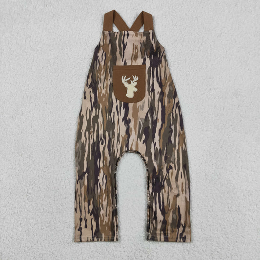 Baby Boys Kids Brown Sleeveless Embroidery Deer Camo  Romper RTS