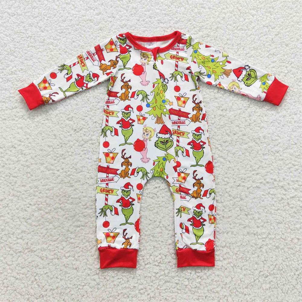 GLP0907 Baby Girl Christmas Long Sleeves Pink Face Bell Pants Outfit