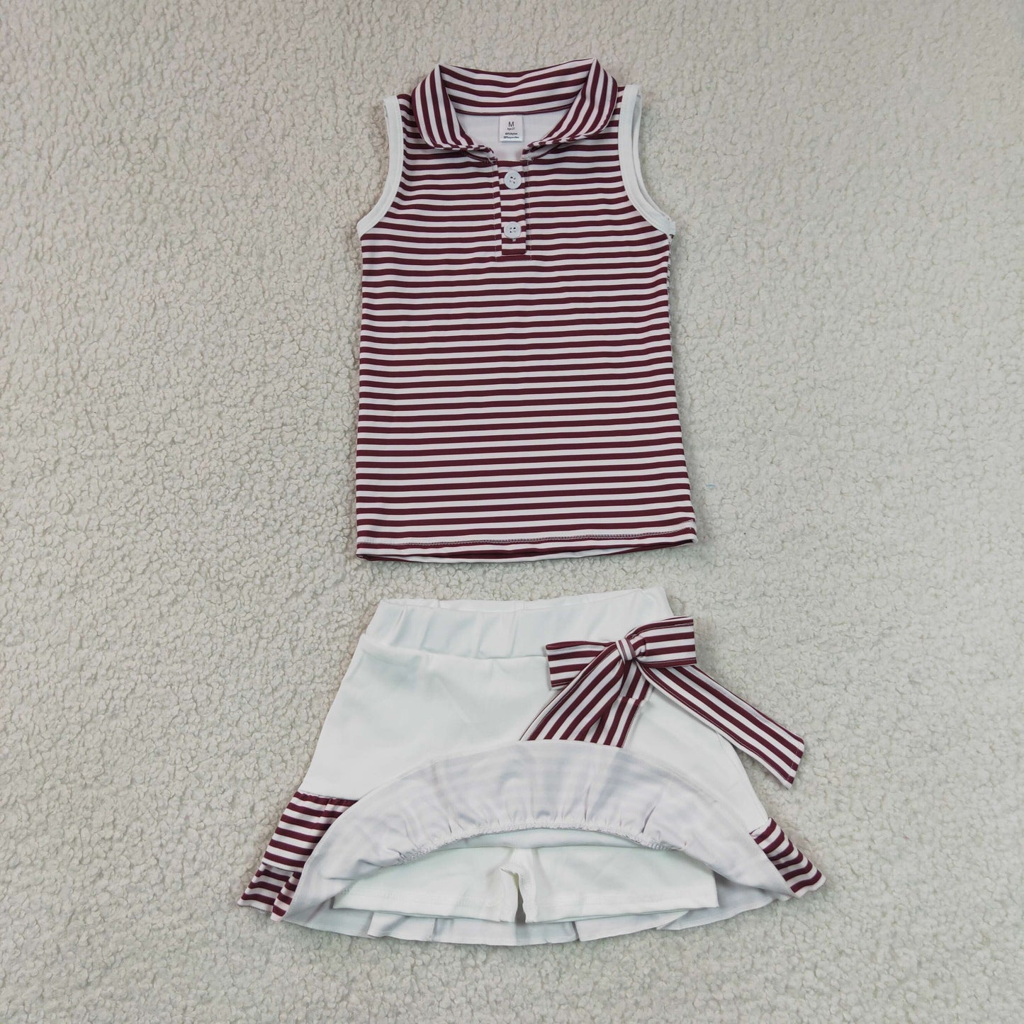 Sibling Baby Girls Stripes Tops Ruffle Bow Skirts Shorts Yoga Active Clothes Sets RTS