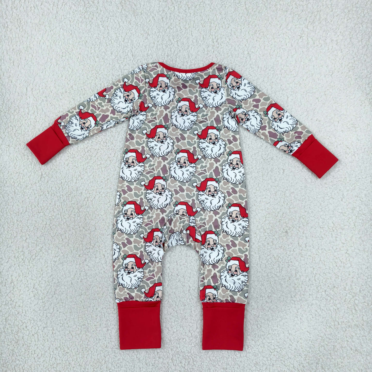 Baby Boys Kids Santa Camo Print Christmas Zipper Footie Sleeper Romper Clothes RTS