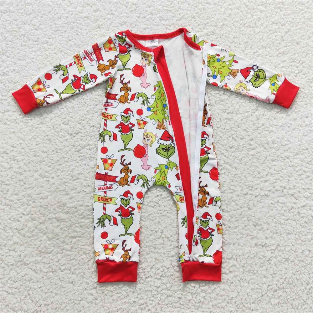 GLP0907 Baby Girl Christmas Long Sleeves Pink Face Bell Pants Outfit