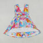 Baby Girl Sleeveless Tie Dye Yoga Active Shorts Skort Knee Length Dress RTS